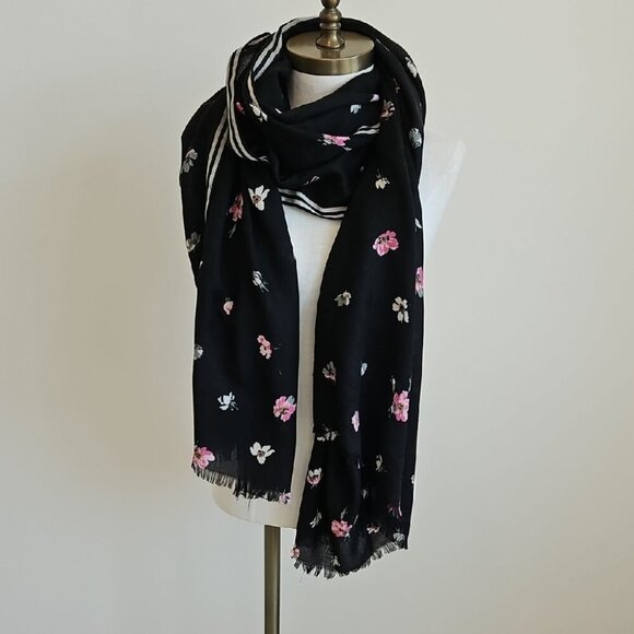 Floral Black and Pink Women's Scarf - Picture 1 of 2